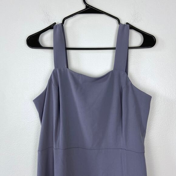 Loft Outlet Midi Sleeveless Slit Dress Blue Front Slit Fit & Flare Size 4 - Picture 2 of 12